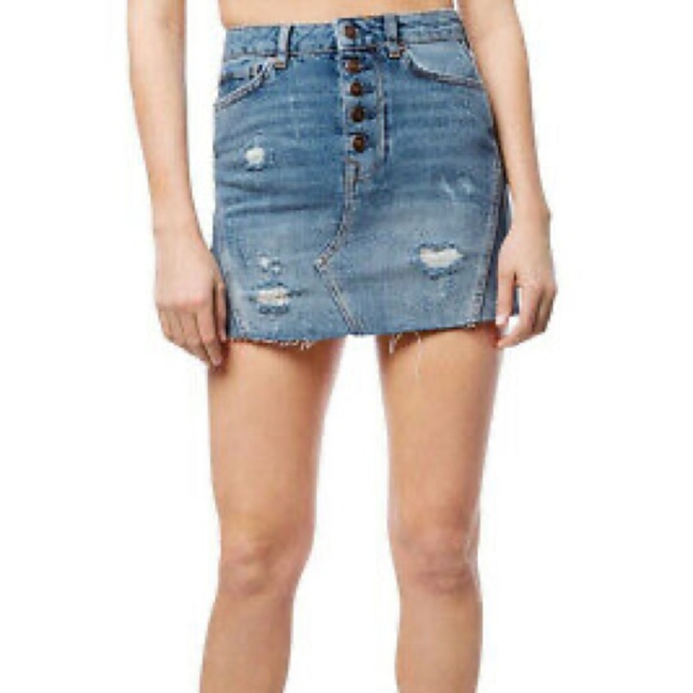 Free People We The Free Button Fly Jean Skirt
